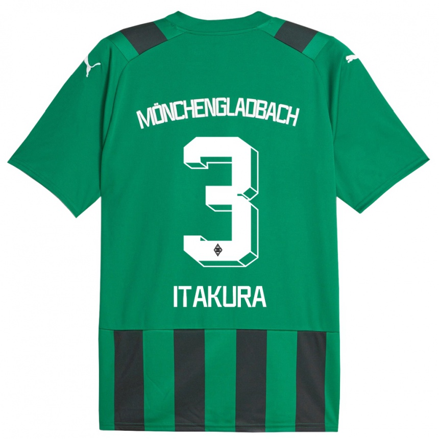 Mujer Fútbol Camiseta Ko Itakura #3 Verde Negro 2ª Equipación 2023/24