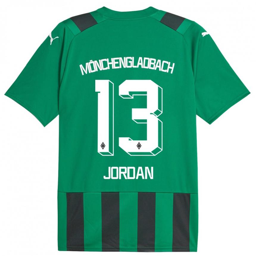 Mujer Fútbol Camiseta Jordan #13 Verde Negro 2ª Equipación 2023/24