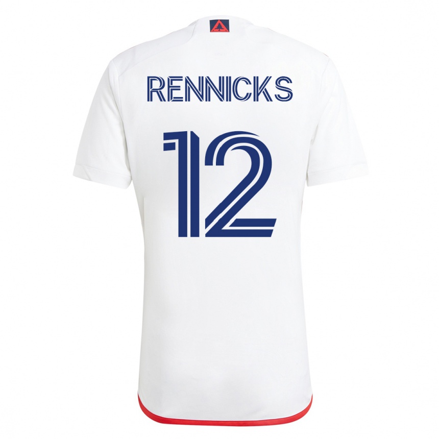 Mujer Fútbol Camiseta Justin Rennicks #12 Blanco Rojo 2ª Equipación 2023/24