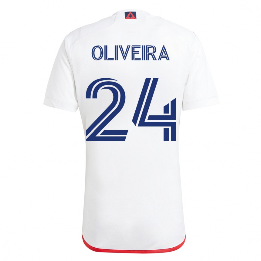 Mujer Fútbol Camiseta Cristiano Oliveira #24 Blanco Rojo 2ª Equipación 2023/24