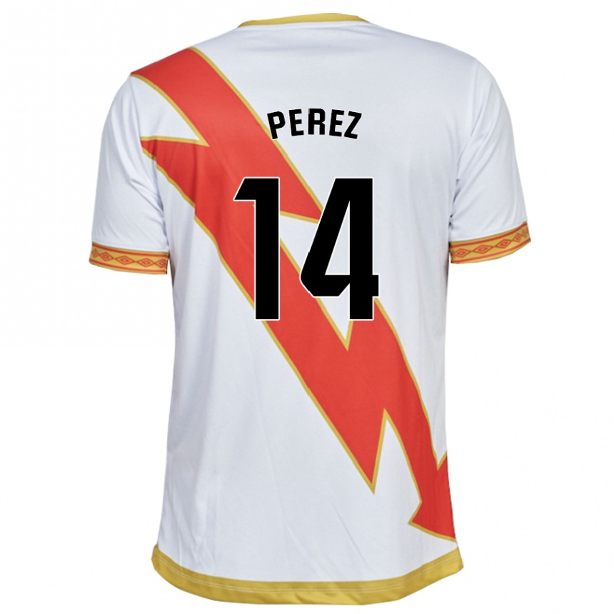 Niño Fútbol Camiseta Kike Pérez #14 Blanco 1ª Equipación 2023/24