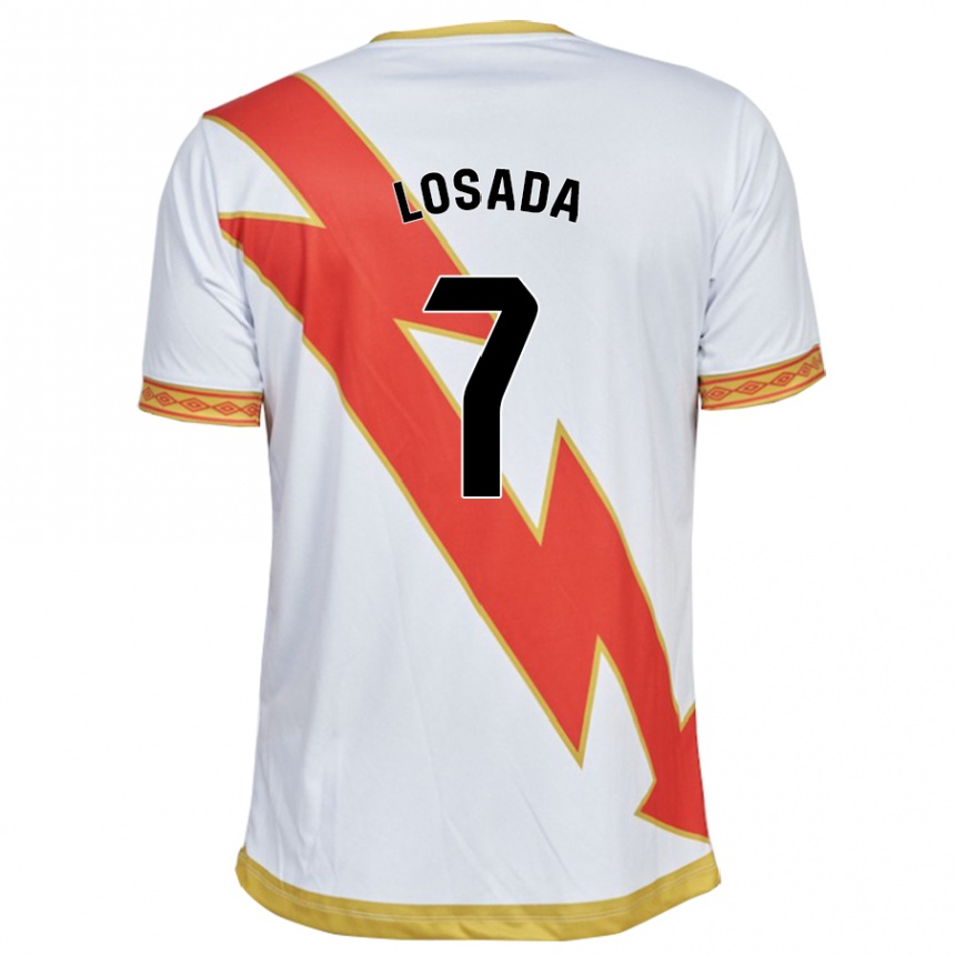 Niño Fútbol Camiseta Juan Losada #7 Blanco 1ª Equipación 2023/24