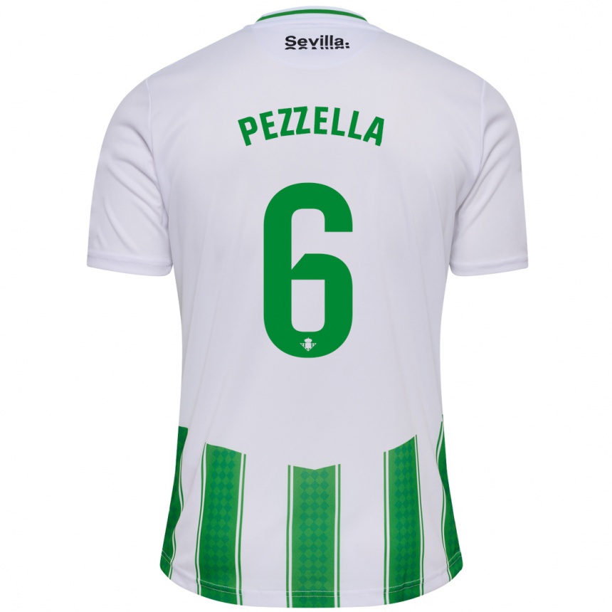 Niño Fútbol Camiseta Germán Pezzella #6 Blanco 1ª Equipación 2023/24