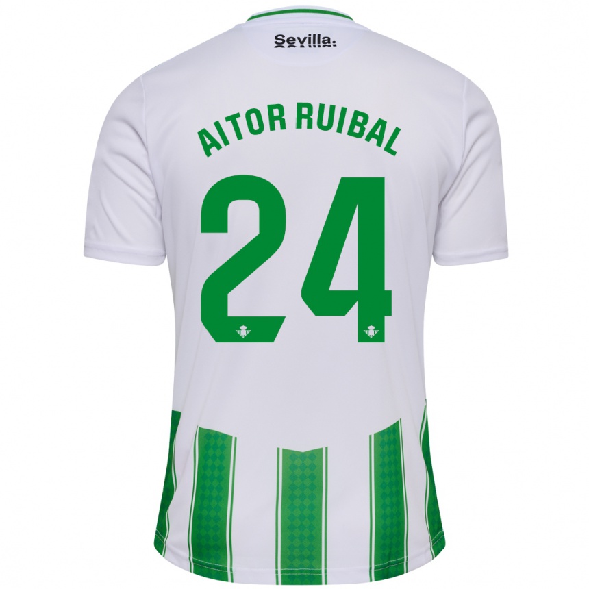 Niño Fútbol Camiseta Aitor Ruibal #24 Blanco 1ª Equipación 2023/24