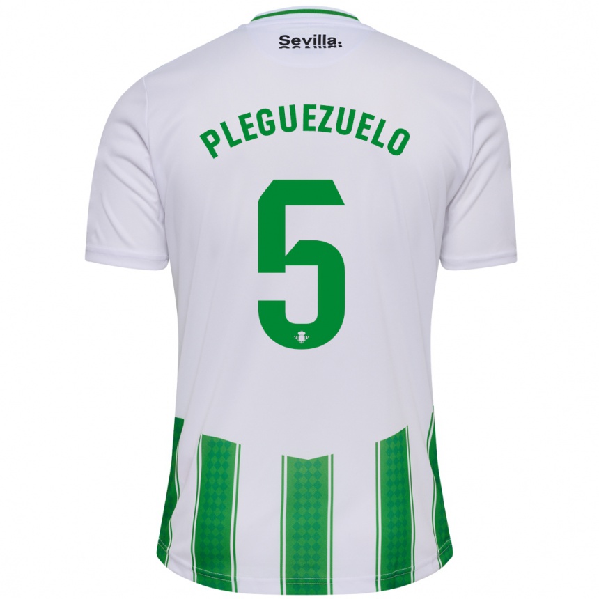 Niño Fútbol Camiseta Xavi Pleguezuelo #5 Blanco 1ª Equipación 2023/24