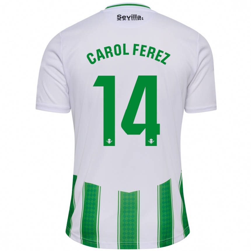 Niño Fútbol Camiseta Carolina Férez Méndez #14 Blanco 1ª Equipación 2023/24