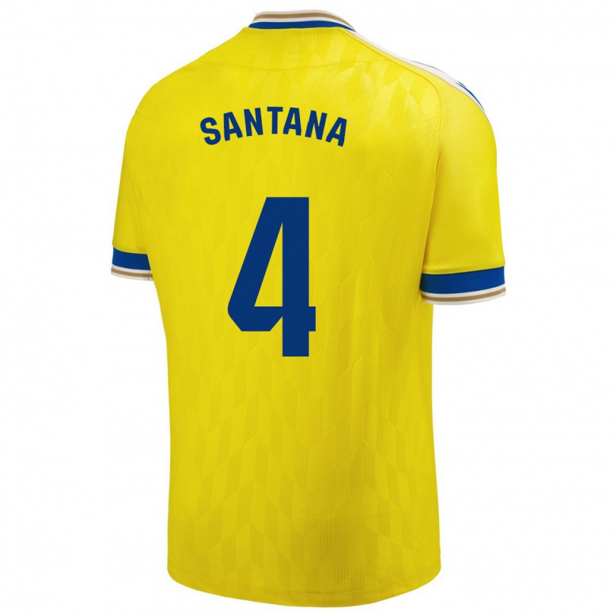 Niño Fútbol Camiseta María Del Carmen Santana Vázquez #4 Amarillo 1ª Equipación 2023/24