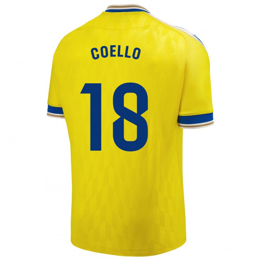 Niño Fútbol Camiseta María Del Carmen Coello Vidal #18 Amarillo 1ª Equipación 2023/24