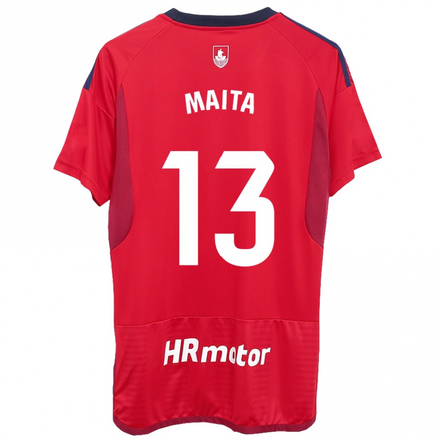 Niño Fútbol Camiseta Maitane Zalba Irañeta #13 Rojo 1ª Equipación 2023/24