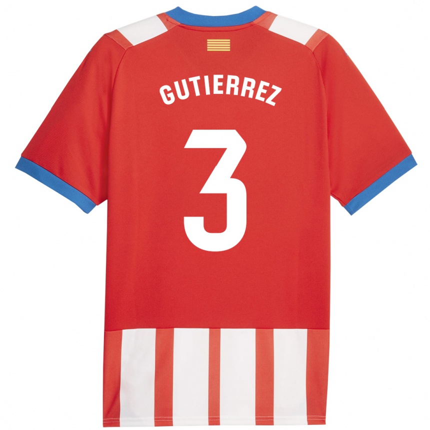 Niño Fútbol Camiseta Miguel Gutiérrez #3 Rojo Blanco 1ª Equipación 2023/24