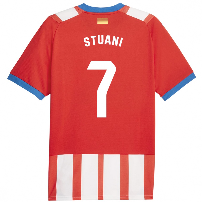 Niño Fútbol Camiseta Cristhian Stuani #7 Rojo Blanco 1ª Equipación 2023/24