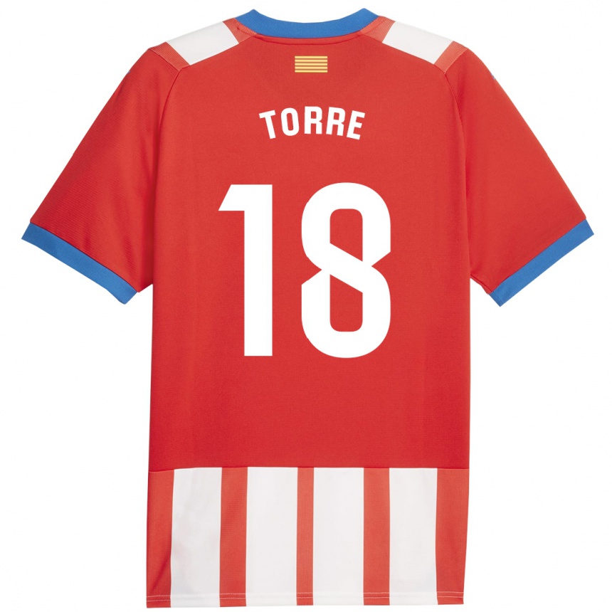 Niño Fútbol Camiseta Pablo Torre #18 Rojo Blanco 1ª Equipación 2023/24