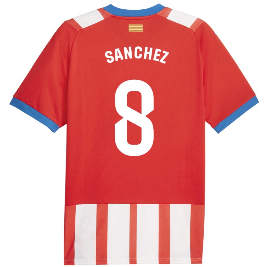 Niño Fútbol Camiseta Miguel Ángel Sánchez #8 Rojo Blanco 1ª Equipación 2023/24