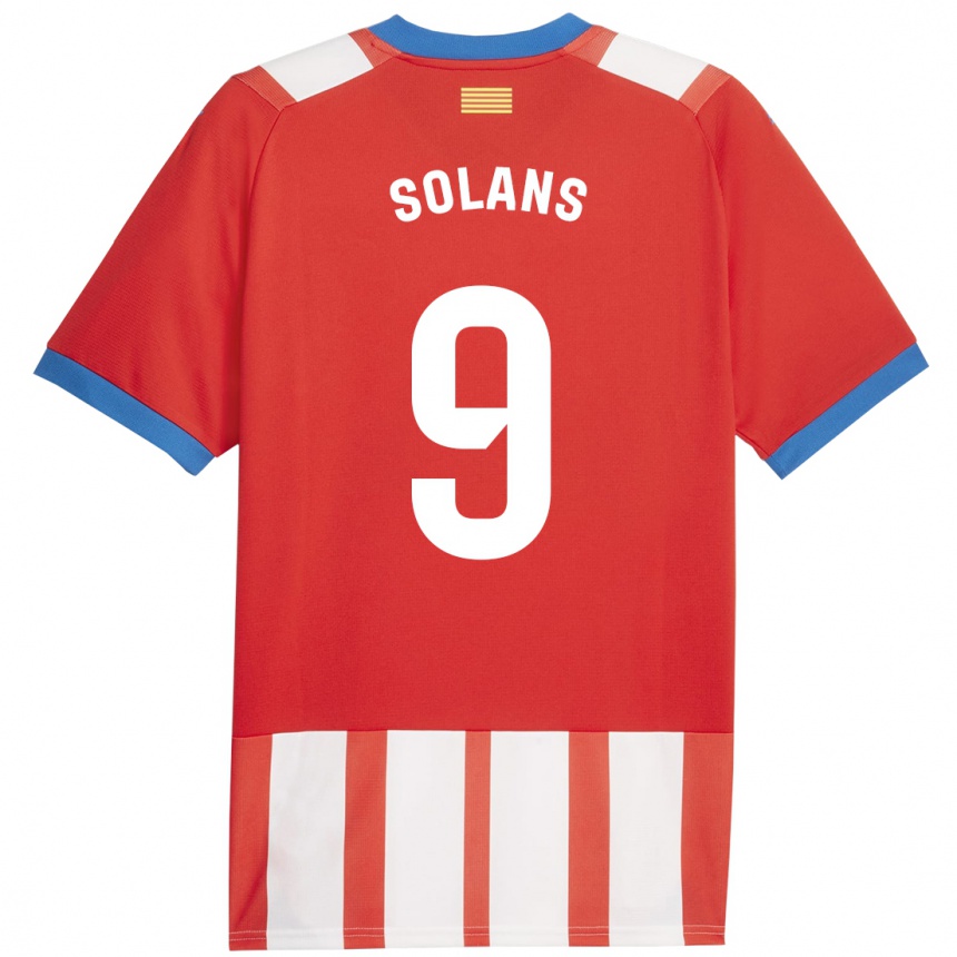 Niño Fútbol Camiseta Sergi Solans #9 Rojo Blanco 1ª Equipación 2023/24