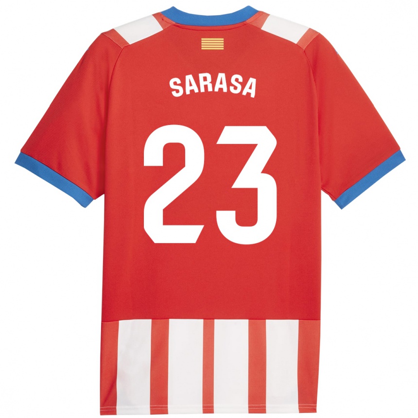 Niño Fútbol Camiseta Javier Sarasa #23 Rojo Blanco 1ª Equipación 2023/24