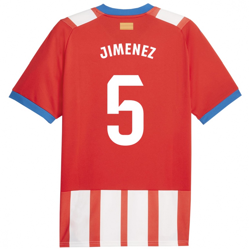 Niño Fútbol Camiseta Ángela Jiménez #5 Rojo Blanco 1ª Equipación 2023/24