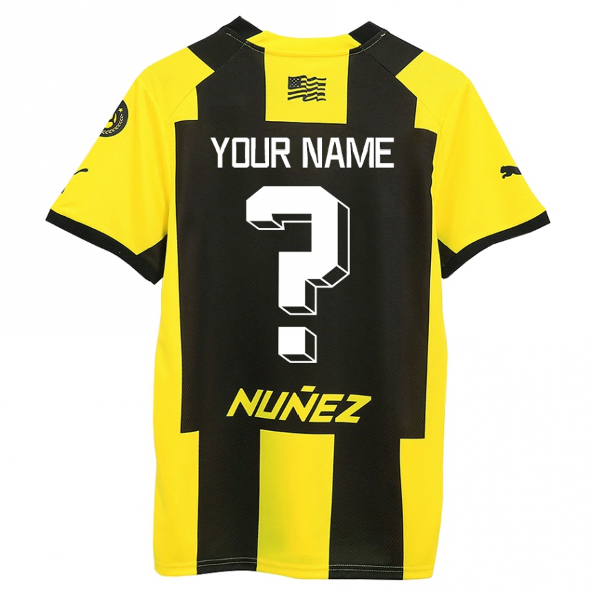 Niño Fútbol Camiseta Su Nombre #0 Amarillo Negro 1ª Equipación 2023/24