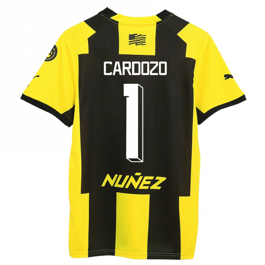Niño Fútbol Camiseta Thiago Cardozo #1 Amarillo Negro 1ª Equipación 2023/24