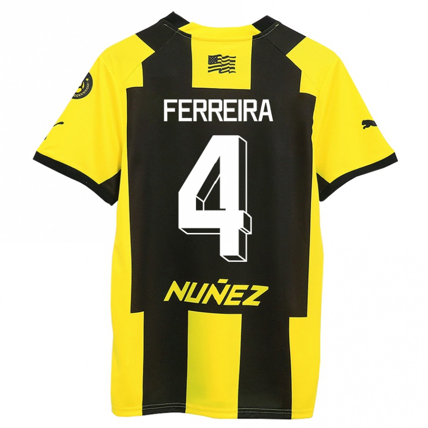 Niño Fútbol Camiseta Joaquín Ferreira #4 Amarillo Negro 1ª Equipación 2023/24