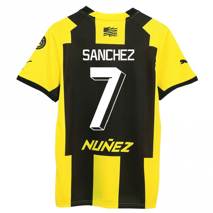 Niño Fútbol Camiseta Carlos Sánchez #7 Amarillo Negro 1ª Equipación 2023/24