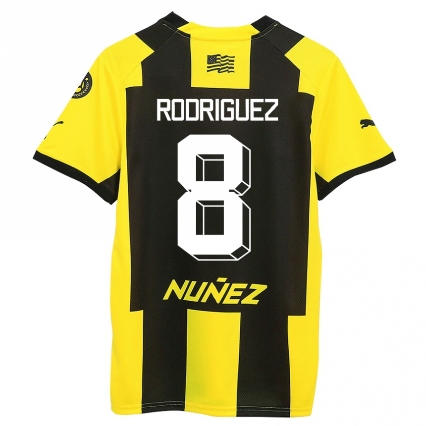 Niño Fútbol Camiseta Sebastián Rodríguez #8 Amarillo Negro 1ª Equipación 2023/24