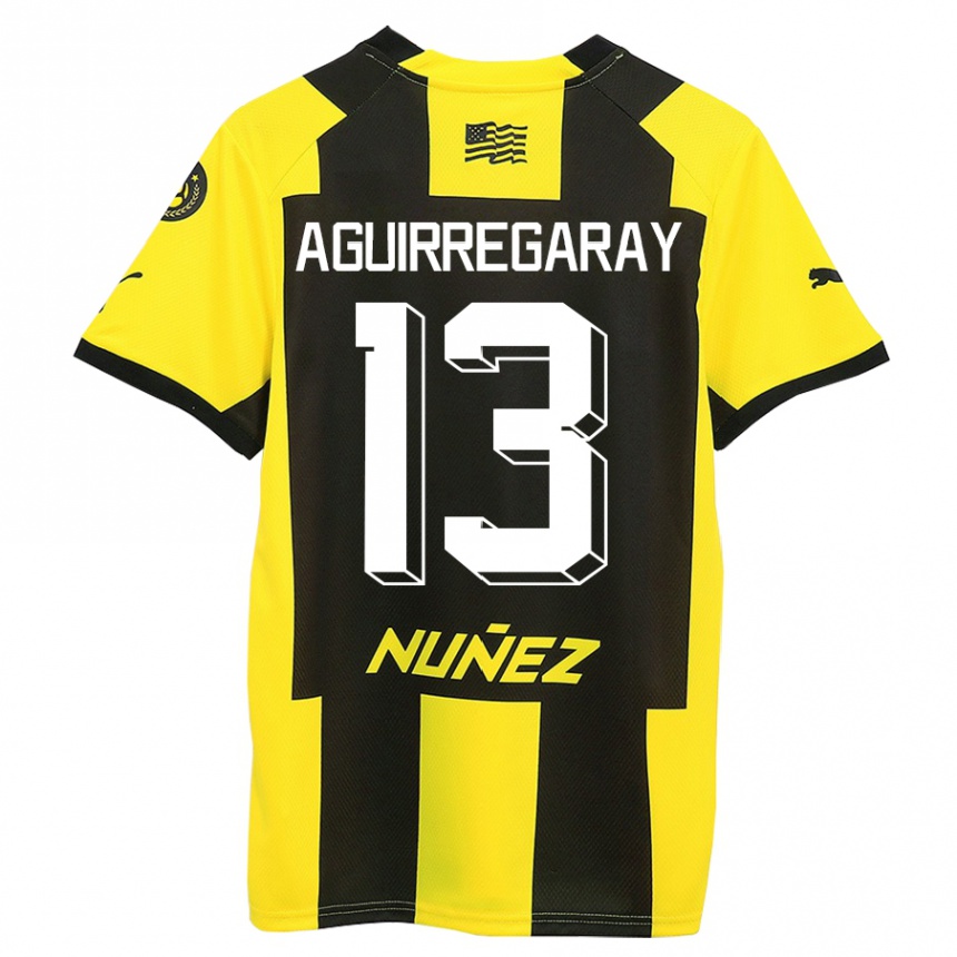 Niño Fútbol Camiseta Matías Aguirregaray #13 Amarillo Negro 1ª Equipación 2023/24