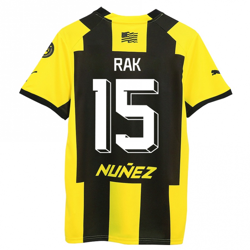 Niño Fútbol Camiseta Yonatthan Rak #15 Amarillo Negro 1ª Equipación 2023/24