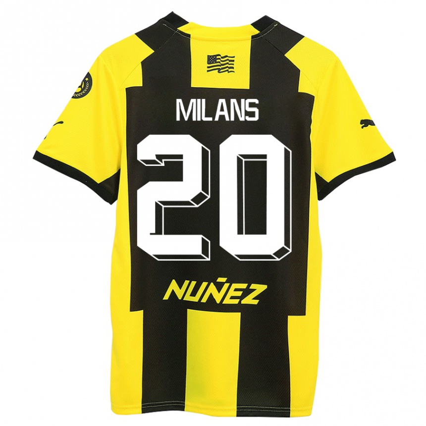 Niño Fútbol Camiseta Pedro Milans #20 Amarillo Negro 1ª Equipación 2023/24