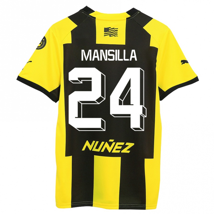 Niño Fútbol Camiseta Brian Mansilla #24 Amarillo Negro 1ª Equipación 2023/24