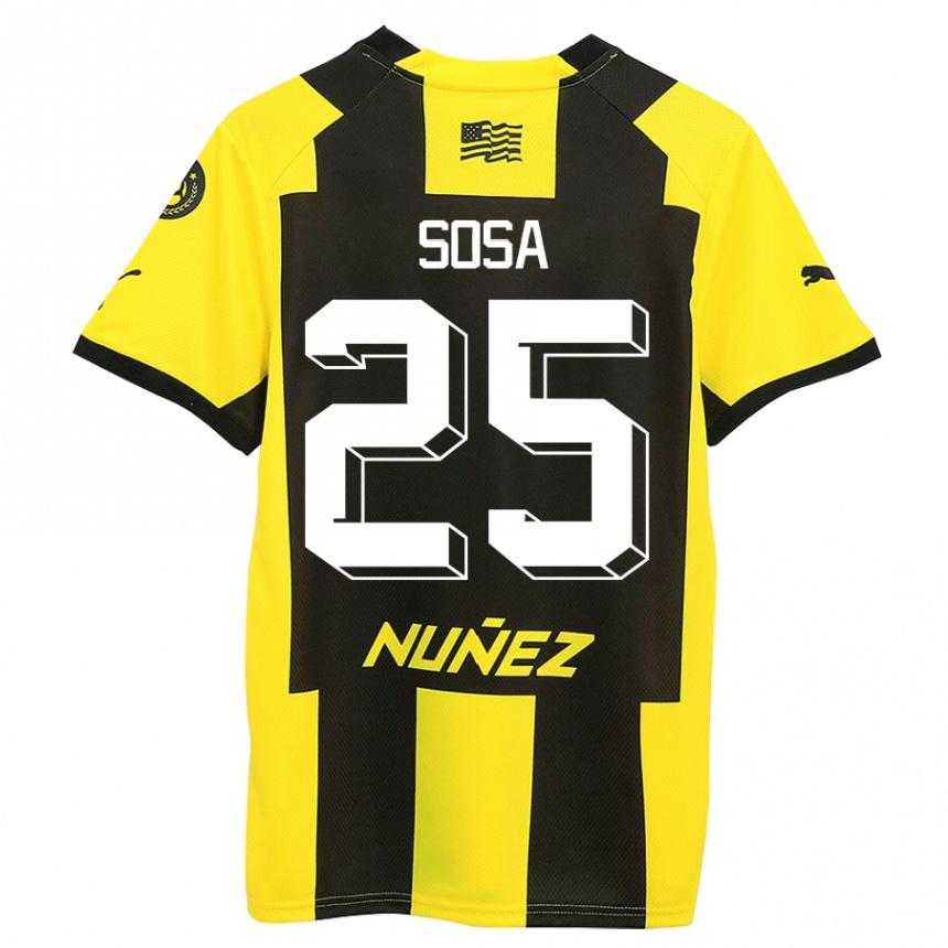 Niño Fútbol Camiseta Ignacio Sosa #25 Amarillo Negro 1ª Equipación 2023/24