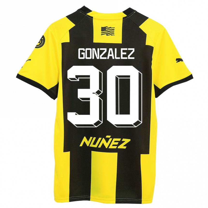 Niño Fútbol Camiseta Ángel González #30 Amarillo Negro 1ª Equipación 2023/24