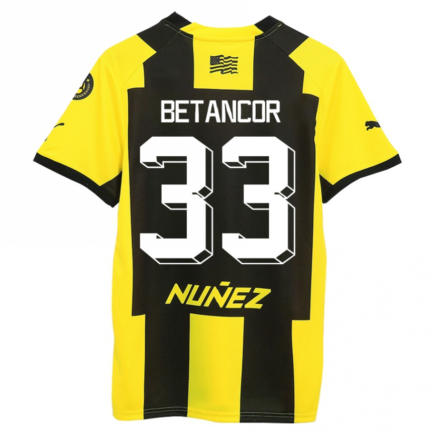 Niño Fútbol Camiseta Bruno Betancor #33 Amarillo Negro 1ª Equipación 2023/24