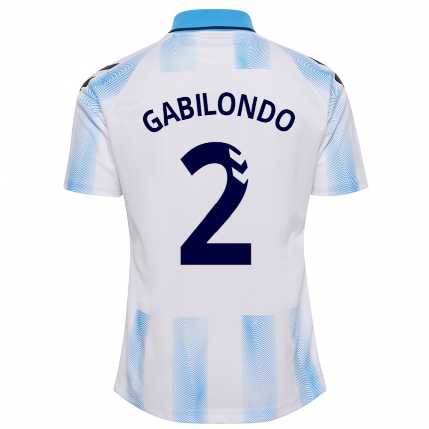 Niño Fútbol Camiseta Jokin Gabilondo #2 Blanco Azul 1ª Equipación 2023/24