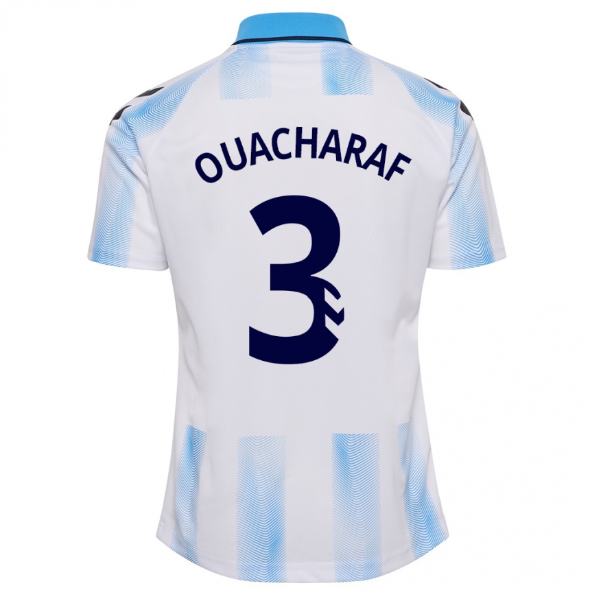 Niño Fútbol Camiseta Bilal Ouacharaf #3 Blanco Azul 1ª Equipación 2023/24