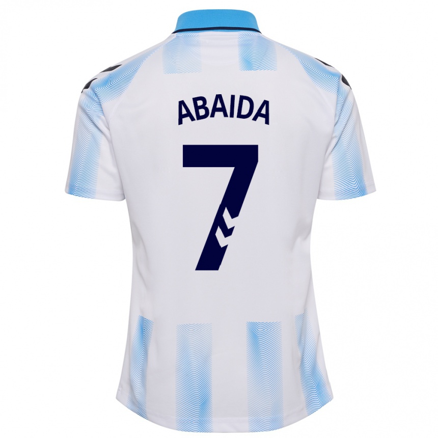 Niño Fútbol Camiseta Haitam Abaida #7 Blanco Azul 1ª Equipación 2023/24