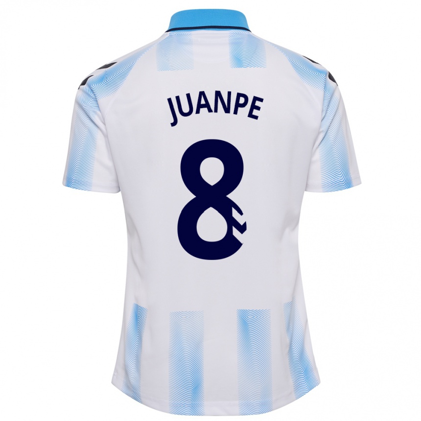 Niño Fútbol Camiseta Juanpe #8 Blanco Azul 1ª Equipación 2023/24