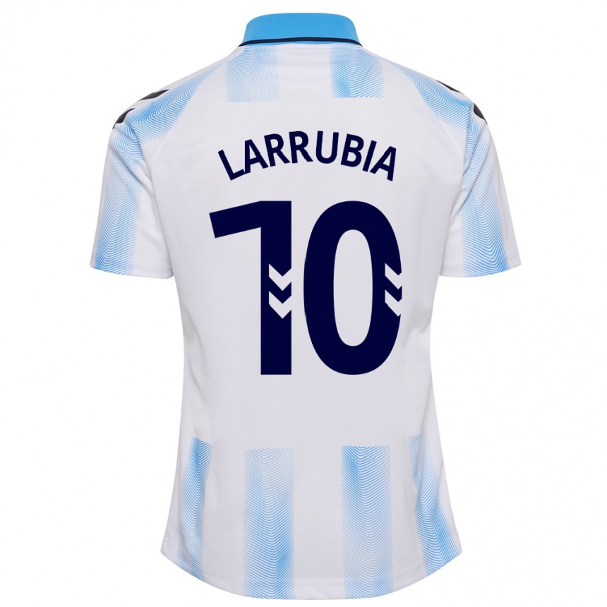 Niño Fútbol Camiseta David Larrubia #10 Blanco Azul 1ª Equipación 2023/24