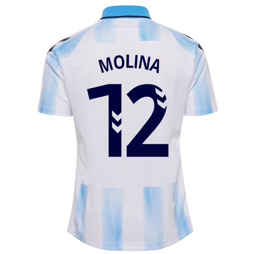 Niño Fútbol Camiseta Manu Molina #12 Blanco Azul 1ª Equipación 2023/24