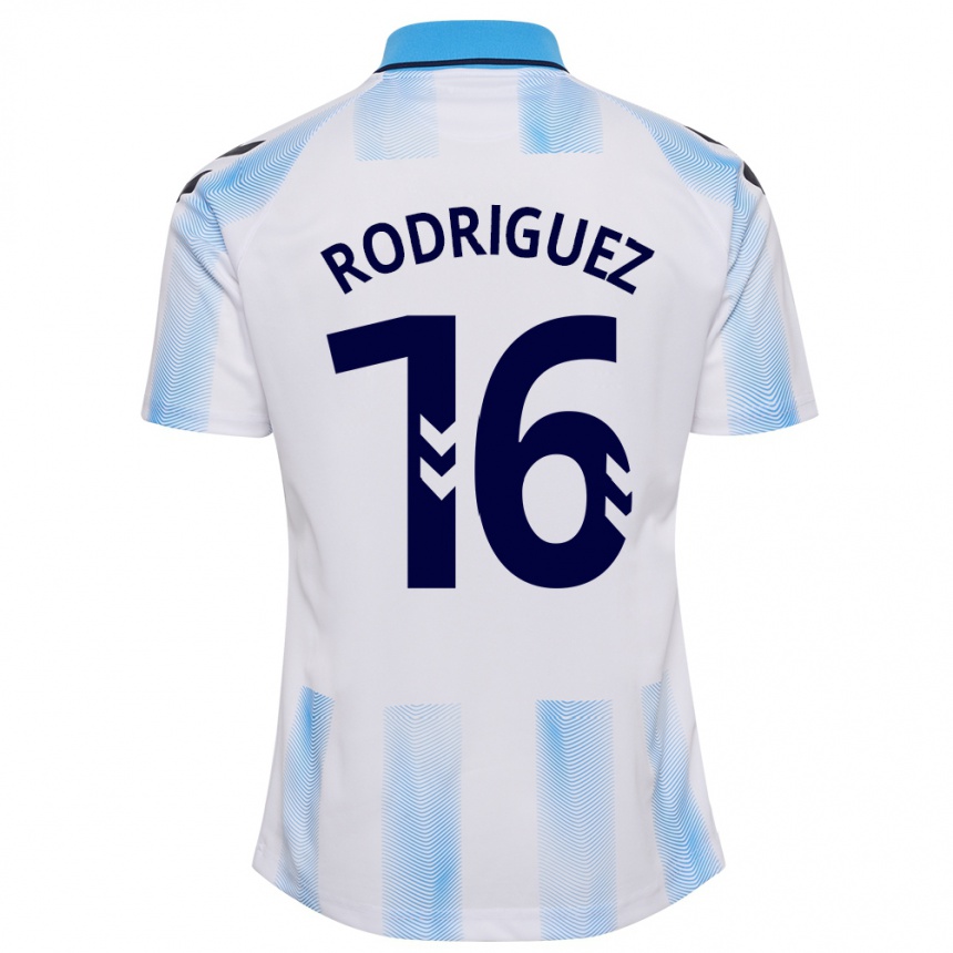 Niño Fútbol Camiseta Genaro Rodríguez #16 Blanco Azul 1ª Equipación 2023/24