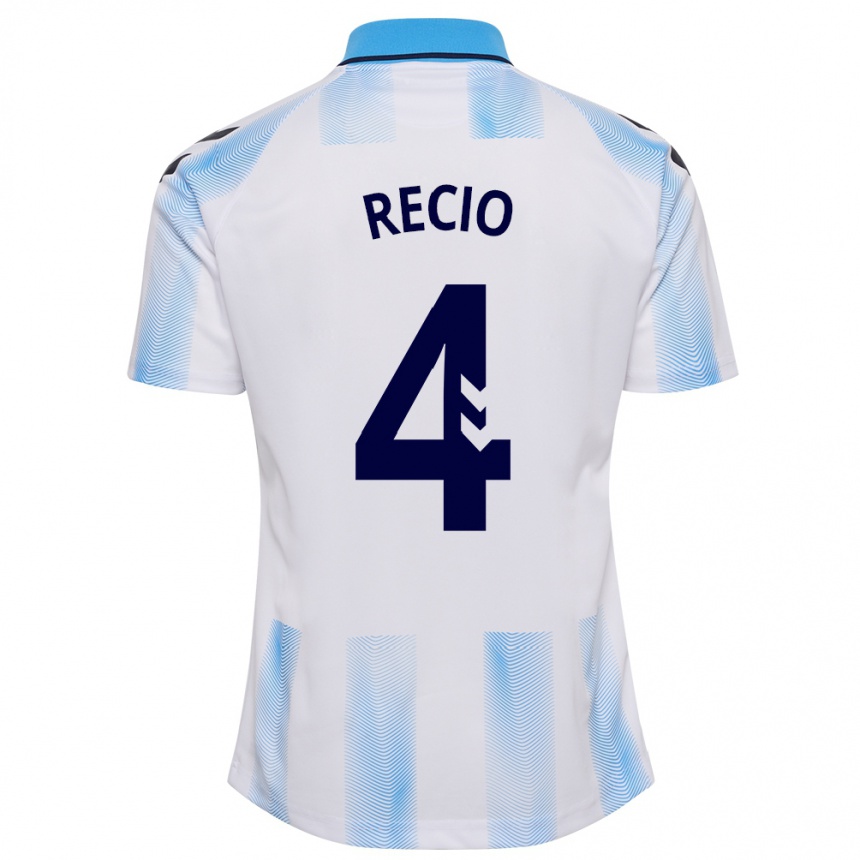 Niño Fútbol Camiseta Ángel Recio #4 Blanco Azul 1ª Equipación 2023/24