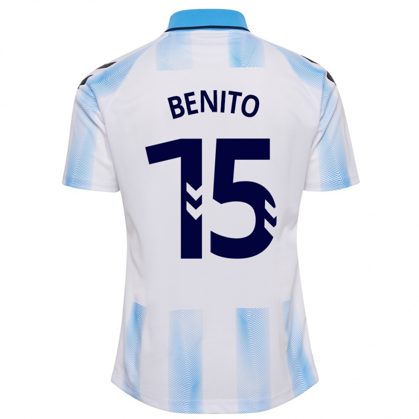 Niño Fútbol Camiseta Iván Benito #15 Blanco Azul 1ª Equipación 2023/24