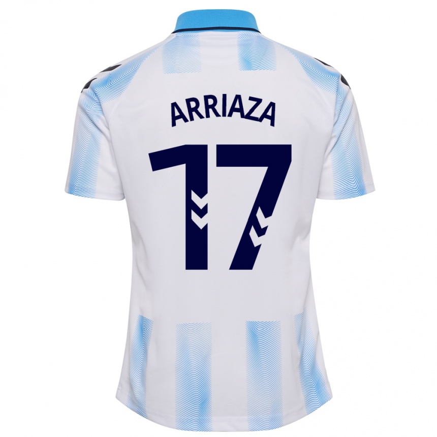 Niño Fútbol Camiseta Pablo Arriaza #17 Blanco Azul 1ª Equipación 2023/24