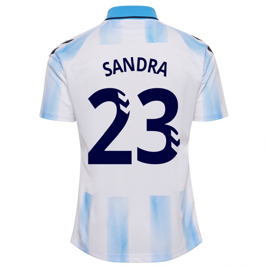 Niño Fútbol Camiseta Sandra #23 Blanco Azul 1ª Equipación 2023/24