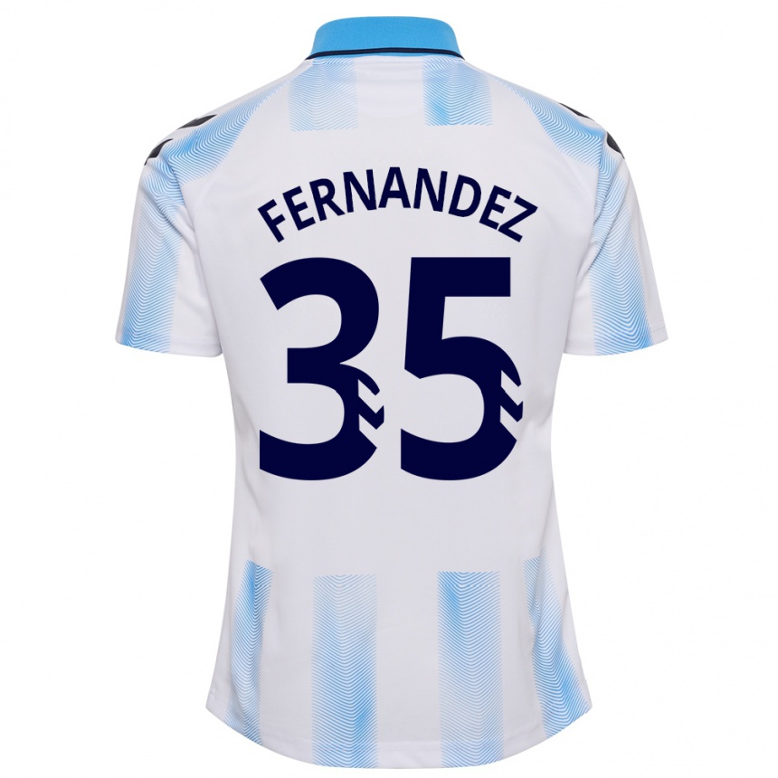 Niño Fútbol Camiseta Inés Fernández #35 Blanco Azul 1ª Equipación 2023/24