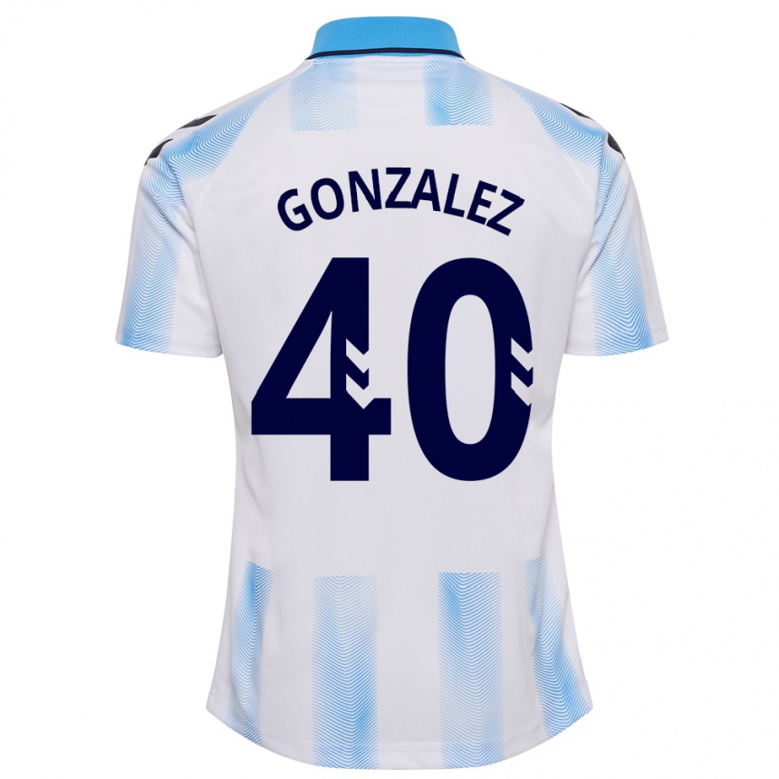 Niño Fútbol Camiseta Carol González #40 Blanco Azul 1ª Equipación 2023/24