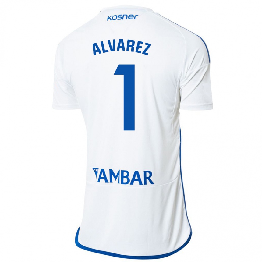 Niño Fútbol Camiseta Cristian Álvarez #1 Blanco 1ª Equipación 2023/24