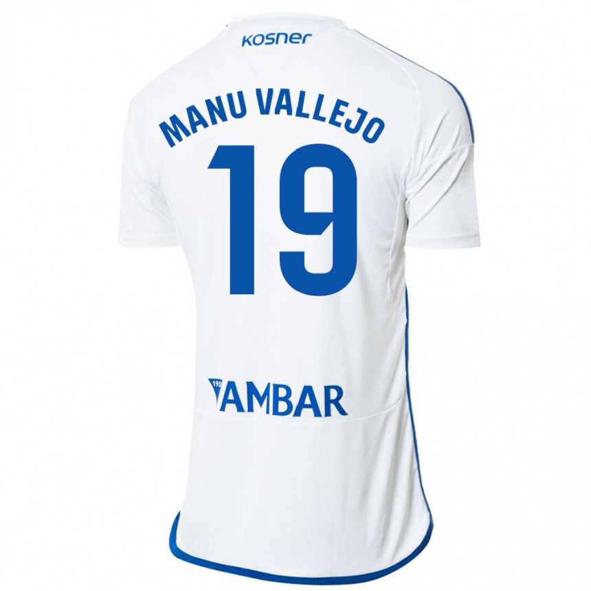 Niño Fútbol Camiseta Manu Vallejo #19 Blanco 1ª Equipación 2023/24
