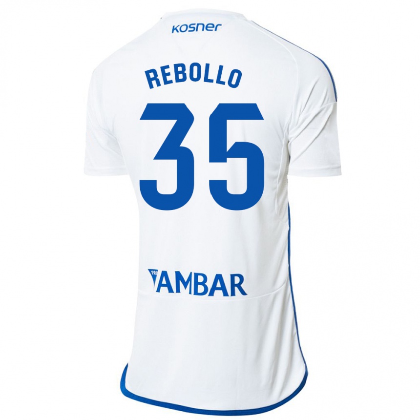 Niño Fútbol Camiseta Dani Rebollo #35 Blanco 1ª Equipación 2023/24