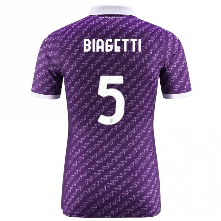 Niño Fútbol Camiseta Christian Biagetti #5 Violeta 1ª Equipación 2023/24