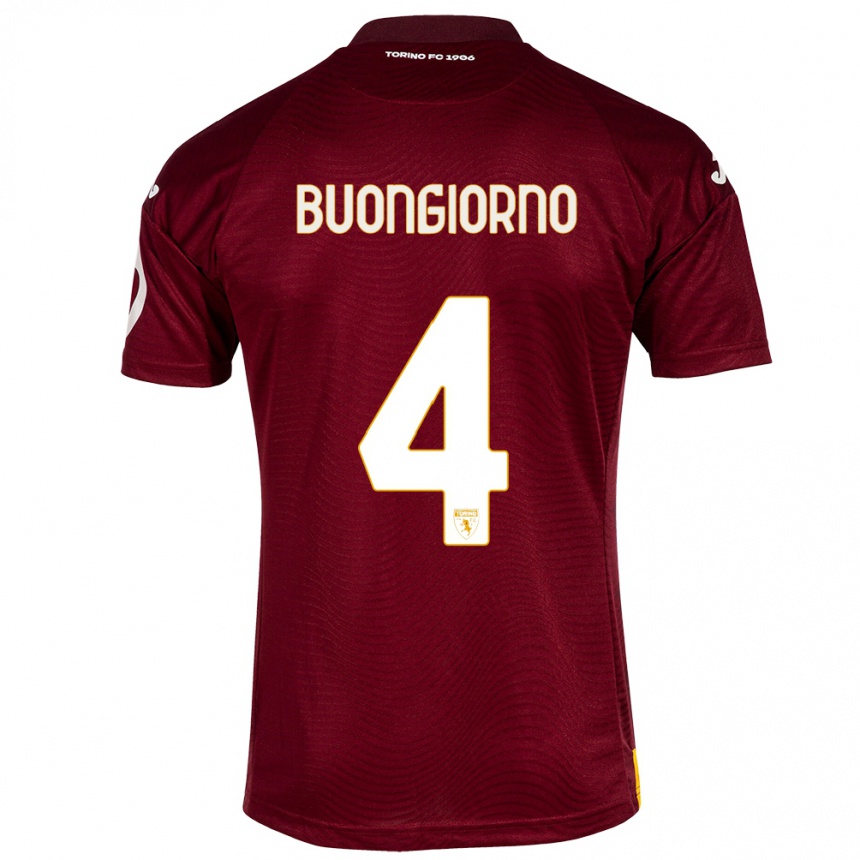 Niño Fútbol Camiseta Alessandro Buongiorno #4 Rojo Oscuro 1ª Equipación 2023/24